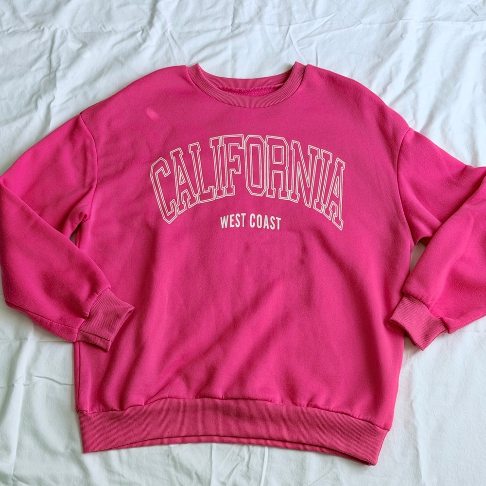 SHEIN Bright Pink California Sweatshirt